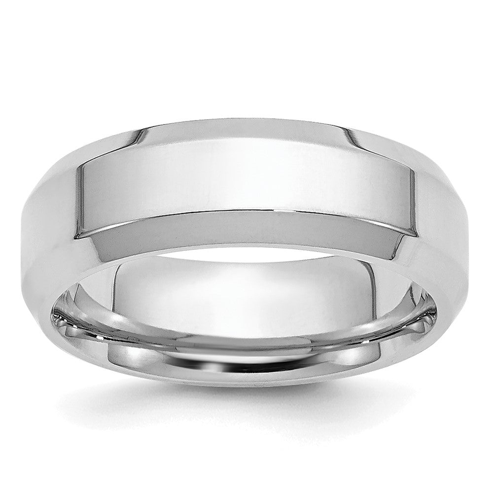 Platinum 6mm Polished Beveled Edge Wedding Band Size 7.5