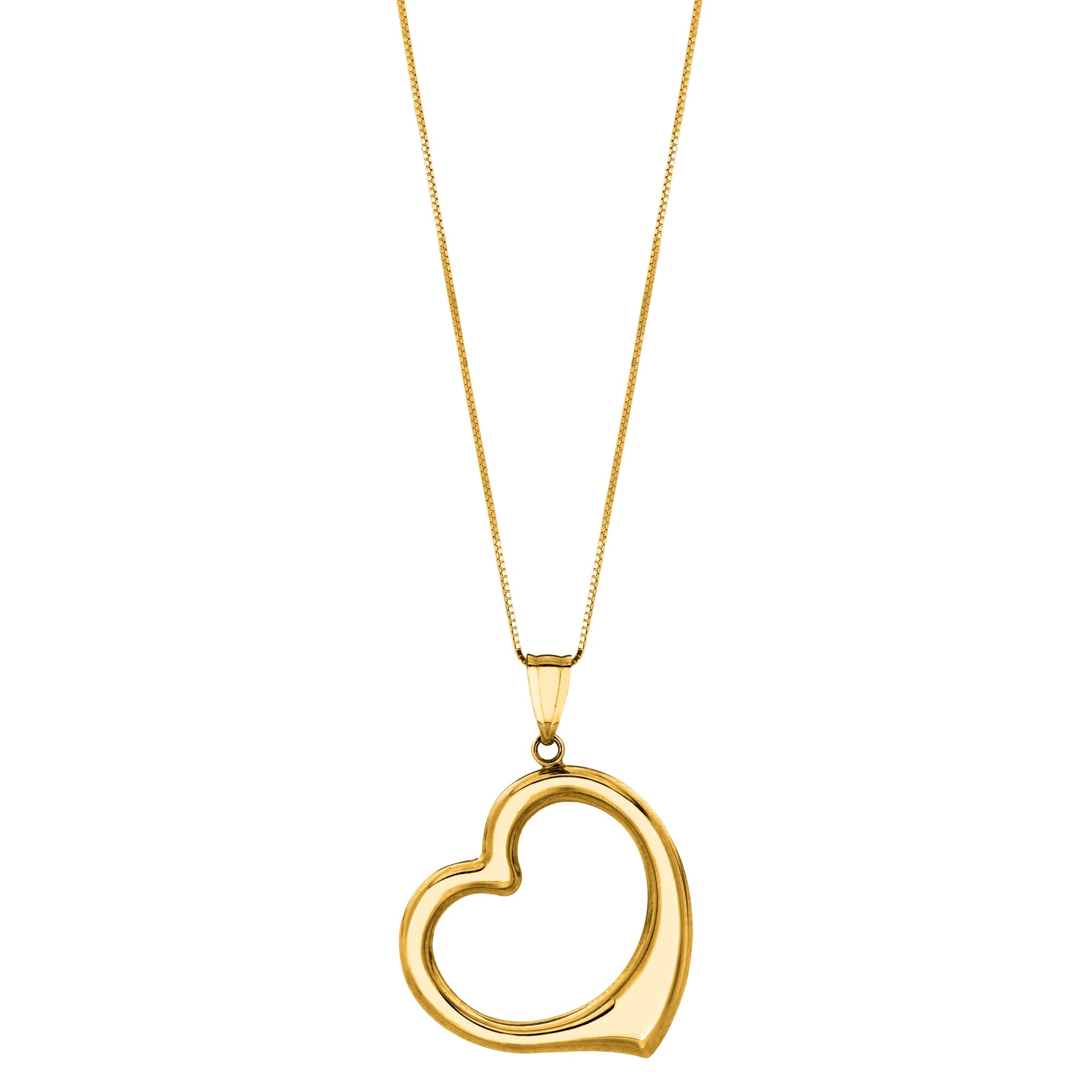 14K Yellow Gold 18" Polished Heart Necklace