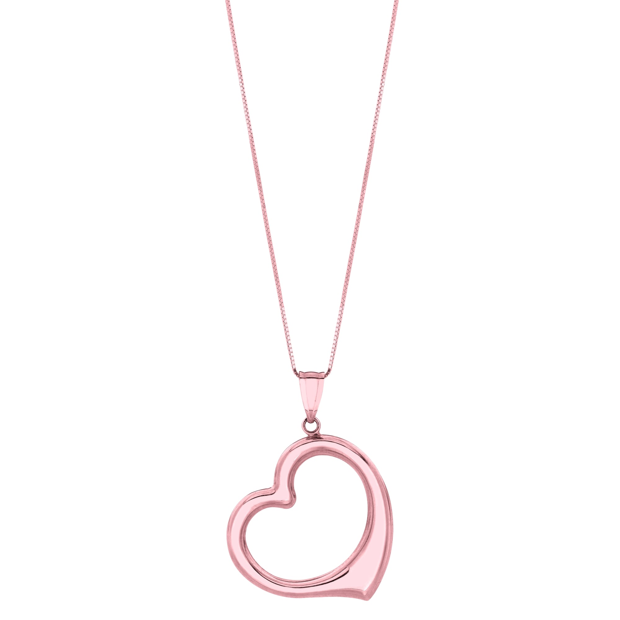 14K Rose Gold 18" Polished Heart Necklace