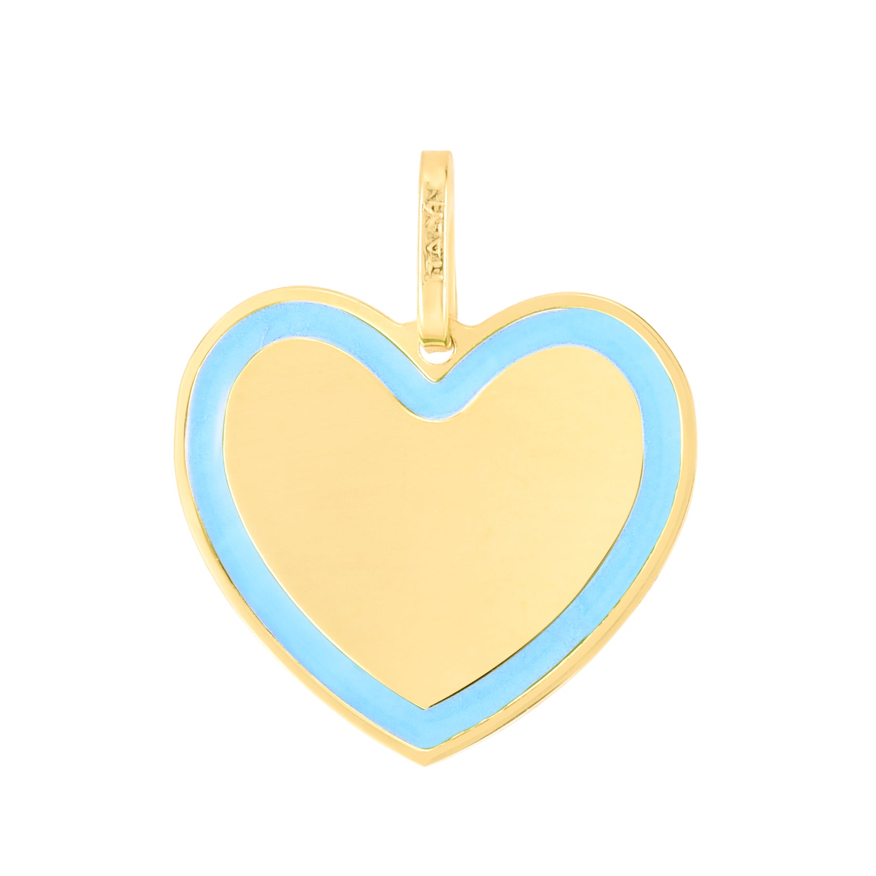 14K Yellow Gold Blue Enamel Heart Charm. Chain not included.