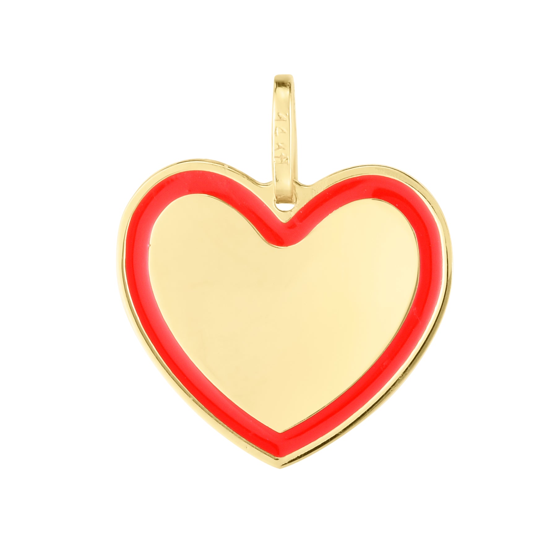 14K Yellow Gold Red Enamel Heart Charm. Chain not included.