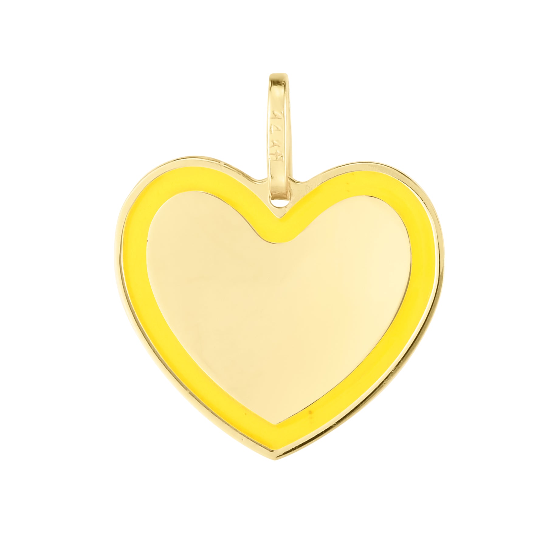 14K Yellow Gold Yellow Enamel Heart Charm. Chain not included.