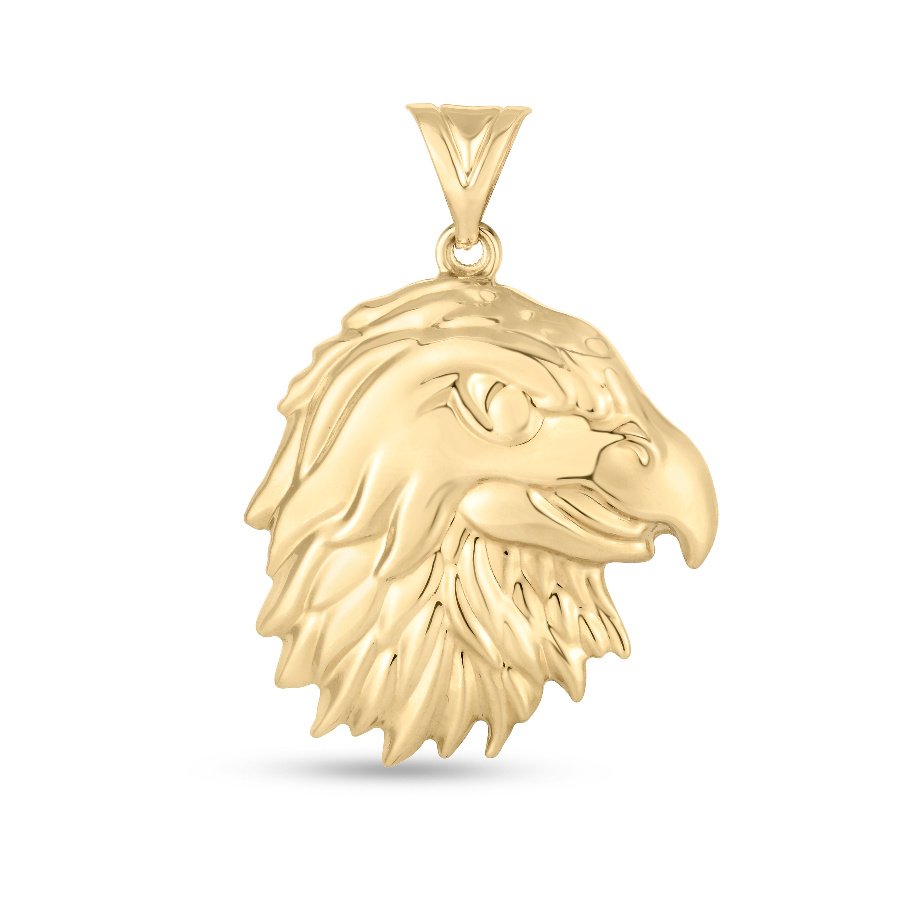 14K Yellow Gold Polished Eagle Pendant. Sold Individually. Pair it with any of our basic chains.