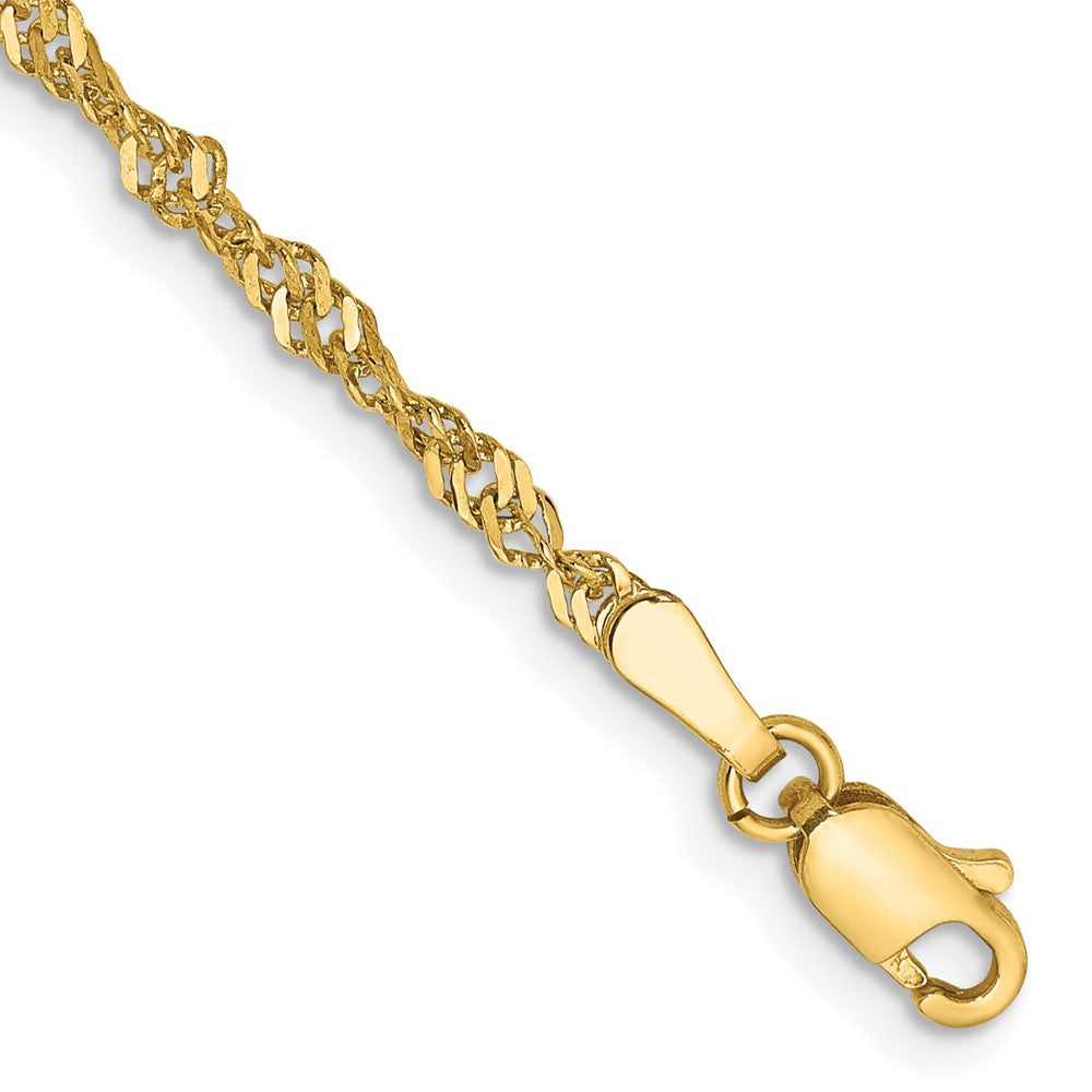 14K 8 inch 2mm Singapore with Lobster Clasp Chain