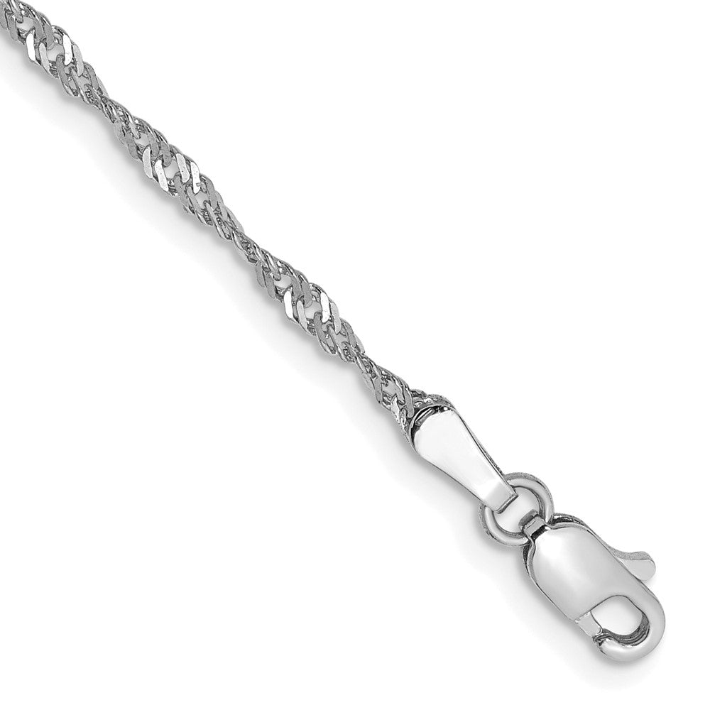 14K White Gold 9 inch 1.7mm Singapore with Lobster Clasp Anklet