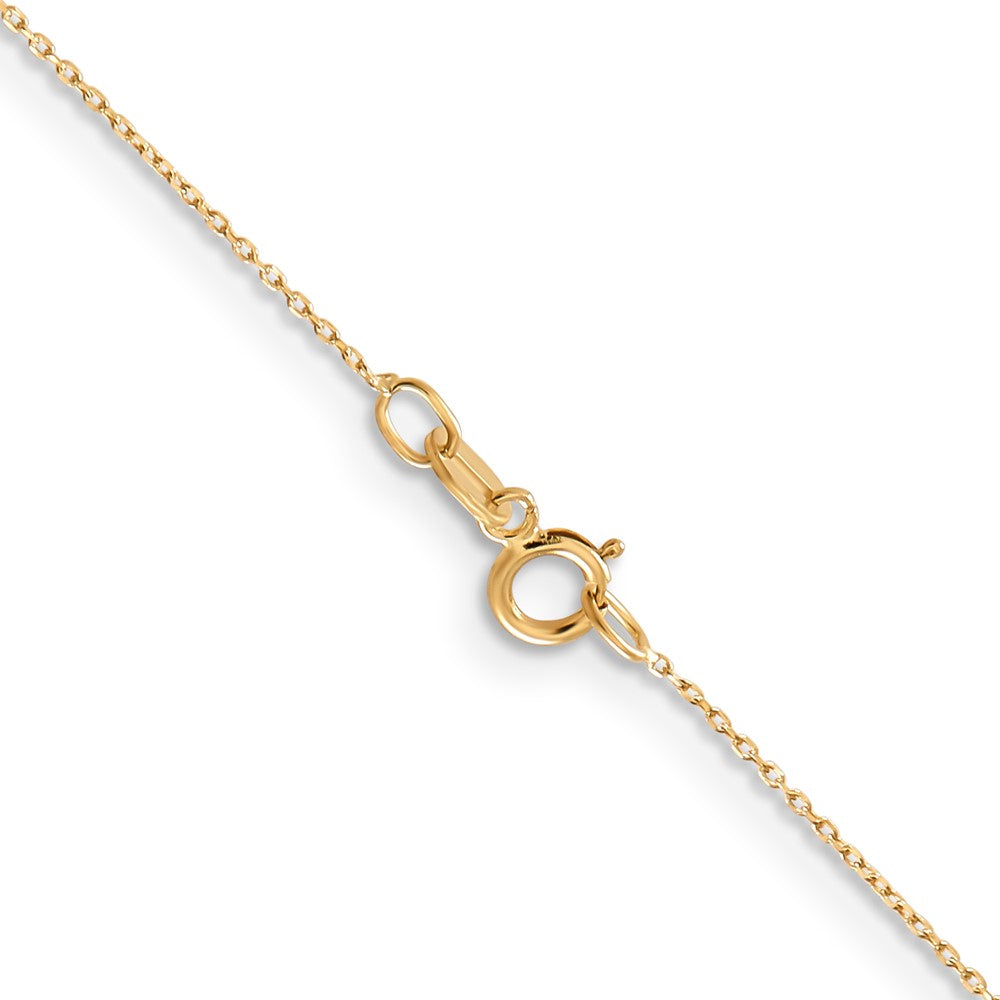 14K 20 inch .6mm Diamond-cut Round Open Link Cable with Spring Ring Clasp Chain