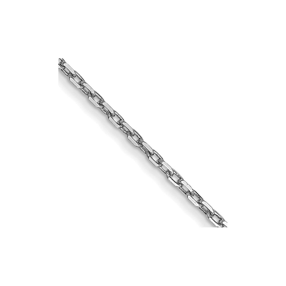 14K White Gold 24 inch .8mm Diamond-cut Cable with Spring Ring Clasp Chain