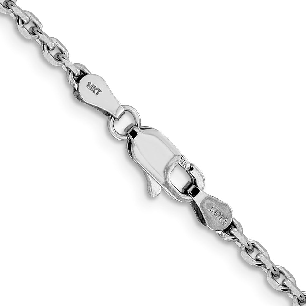 14K White Gold 18 inch 2.5mm Diamond-cut Cable with Lobster Clasp Chain