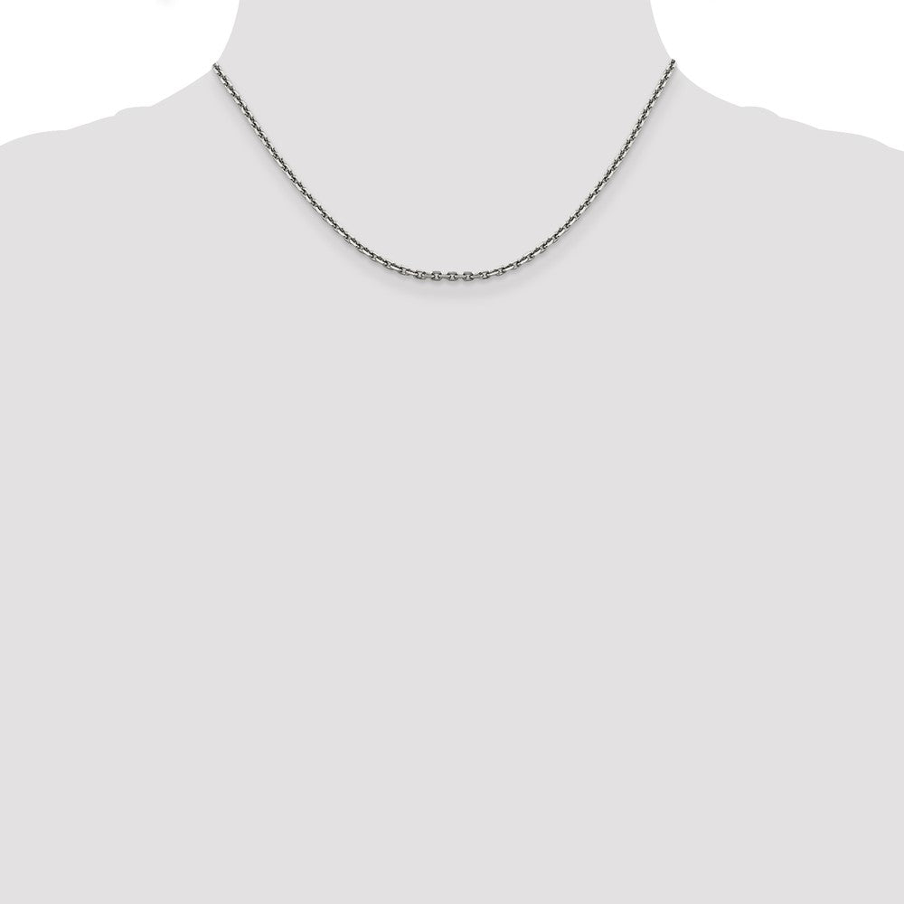 14K White Gold 16 inch 2.5mm Diamond-cut Cable with Lobster Clasp Chain