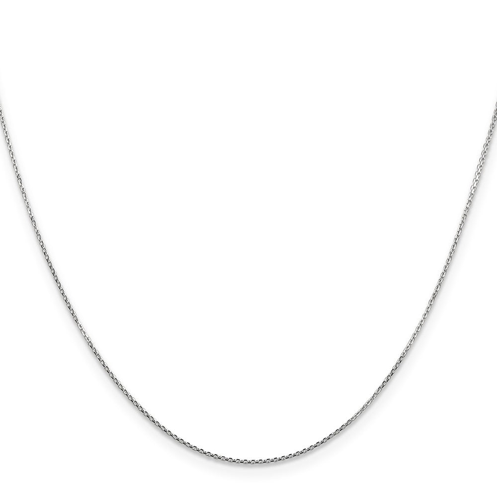 14K White Gold 24 inch .8mm Diamond-cut Round Open Link Cable with Lobster Clasp Chain