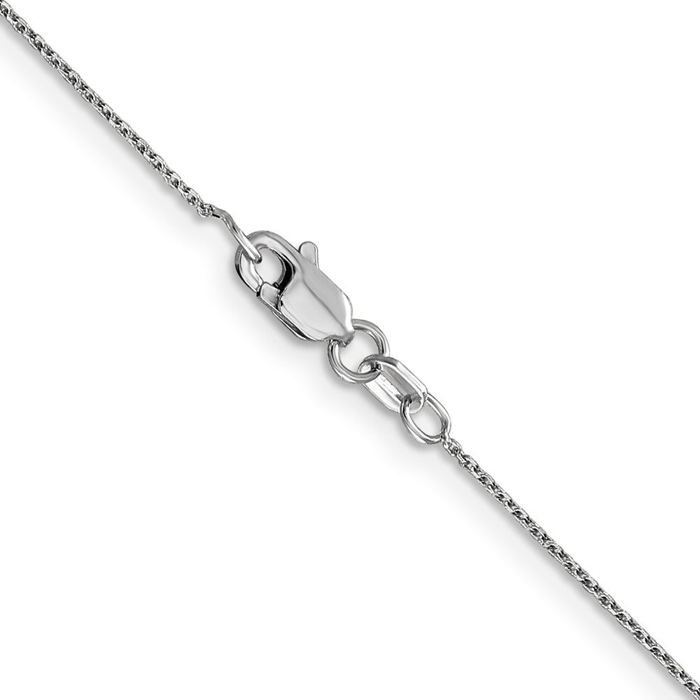 14K White Gold 24 inch .8mm Diamond-cut Round Open Link Cable with Lobster Clasp Chain