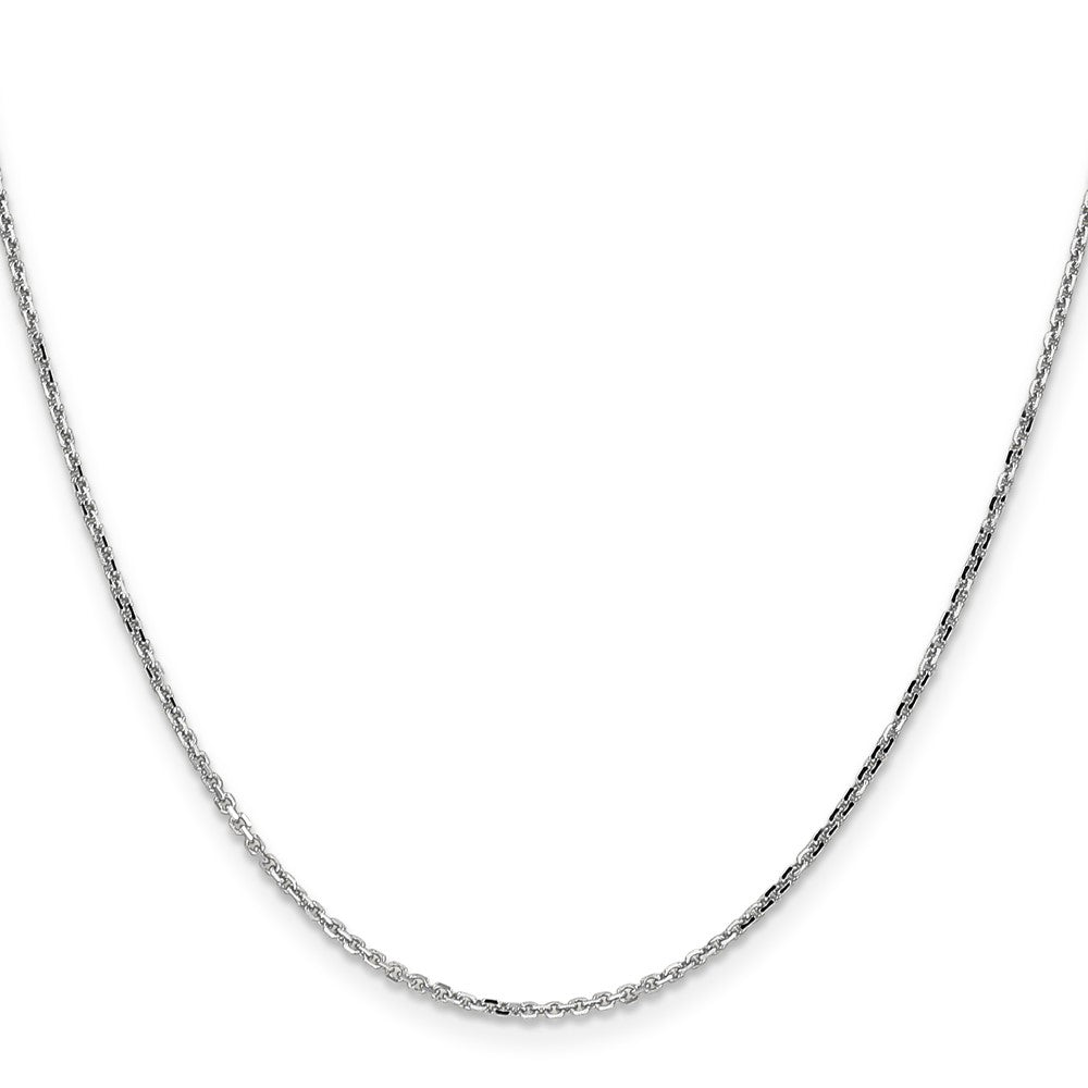 14K White Gold 16 inch 1.4mm Diamond-cut Round Open Link Cable with Lobster Clasp Chain