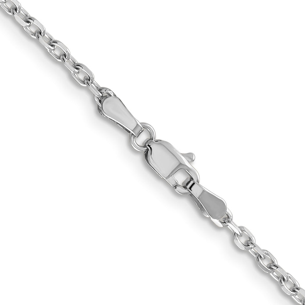 14K White Gold 20 inch 2.2mm Diamond-cut Round Open Link Cable with Lobster Clasp Chain