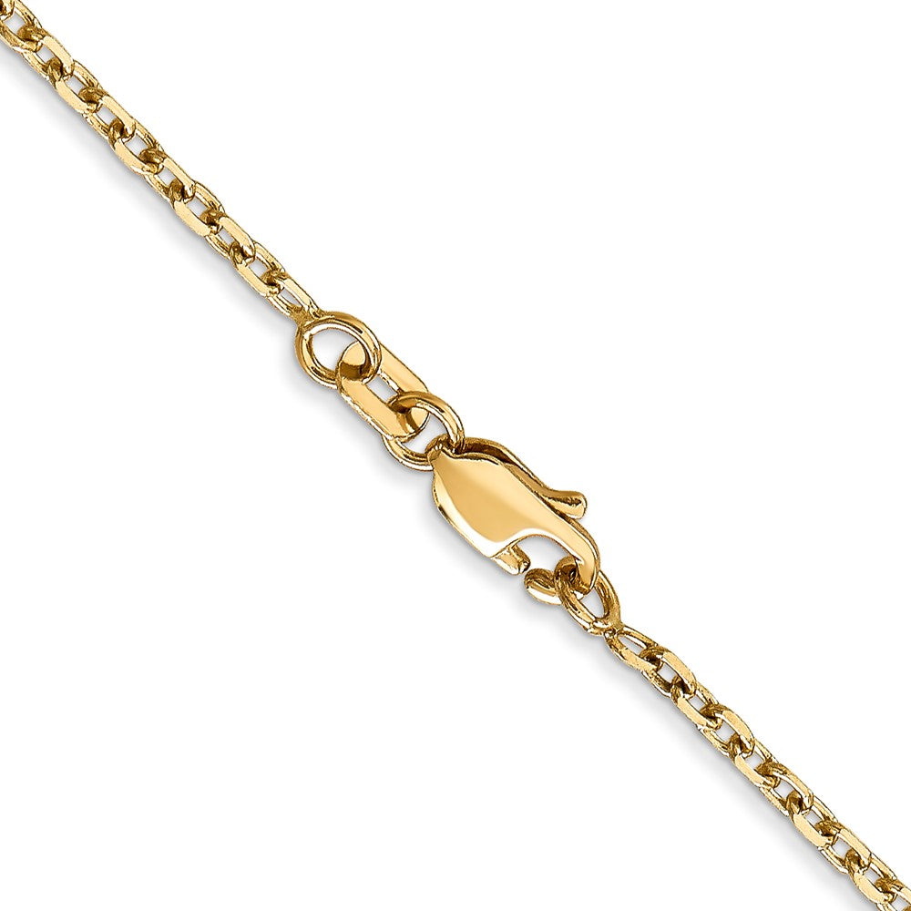 14K 24 inch 1.8mm Diamond-cut Round Open Link Cable with Lobster Clasp Chain