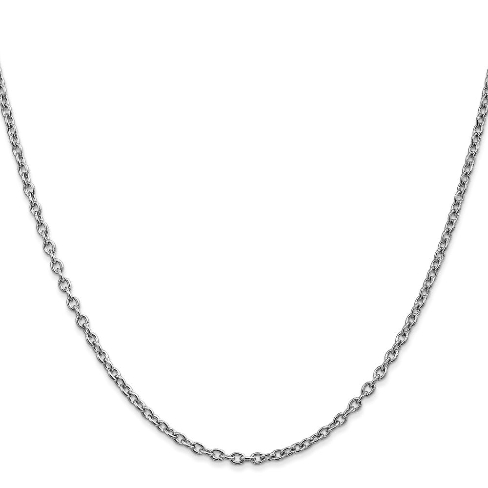 14K White Gold 16 inch 2.4mm Round Open Link Cable with Lobster Clasp Chain