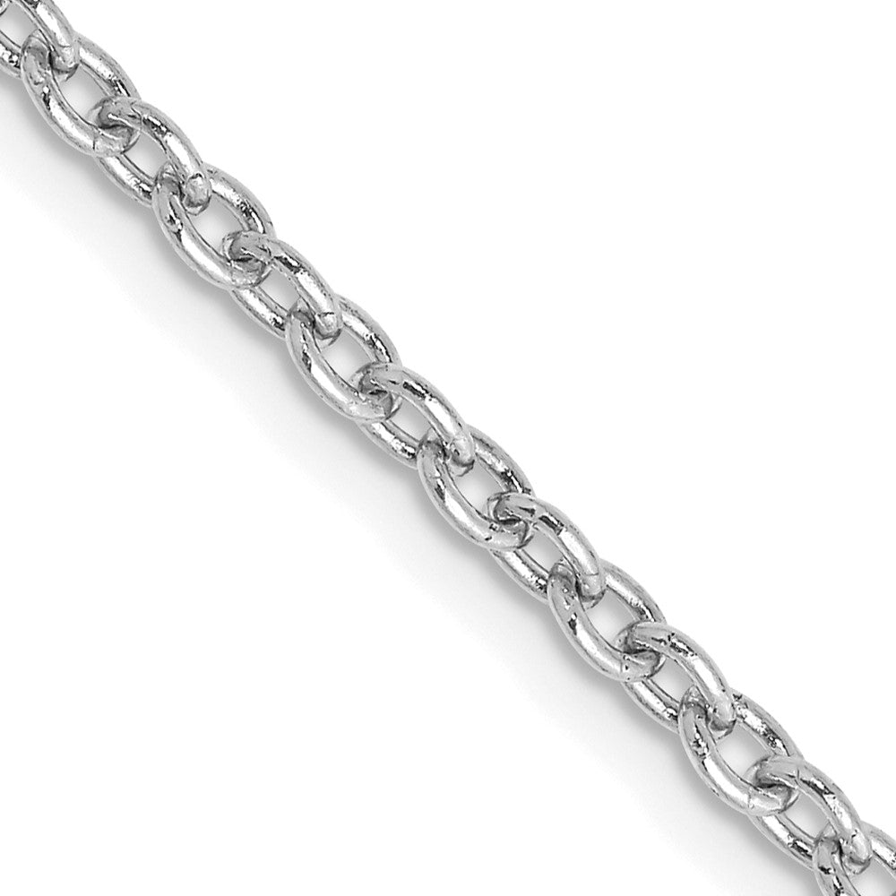 14K White Gold 16 inch 2.4mm Round Open Link Cable with Lobster Clasp Chain