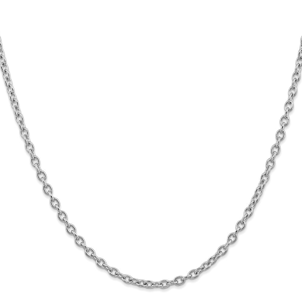 14K White Gold 16 inch 3.2mm Round Open Link Cable with Lobster Clasp Chain