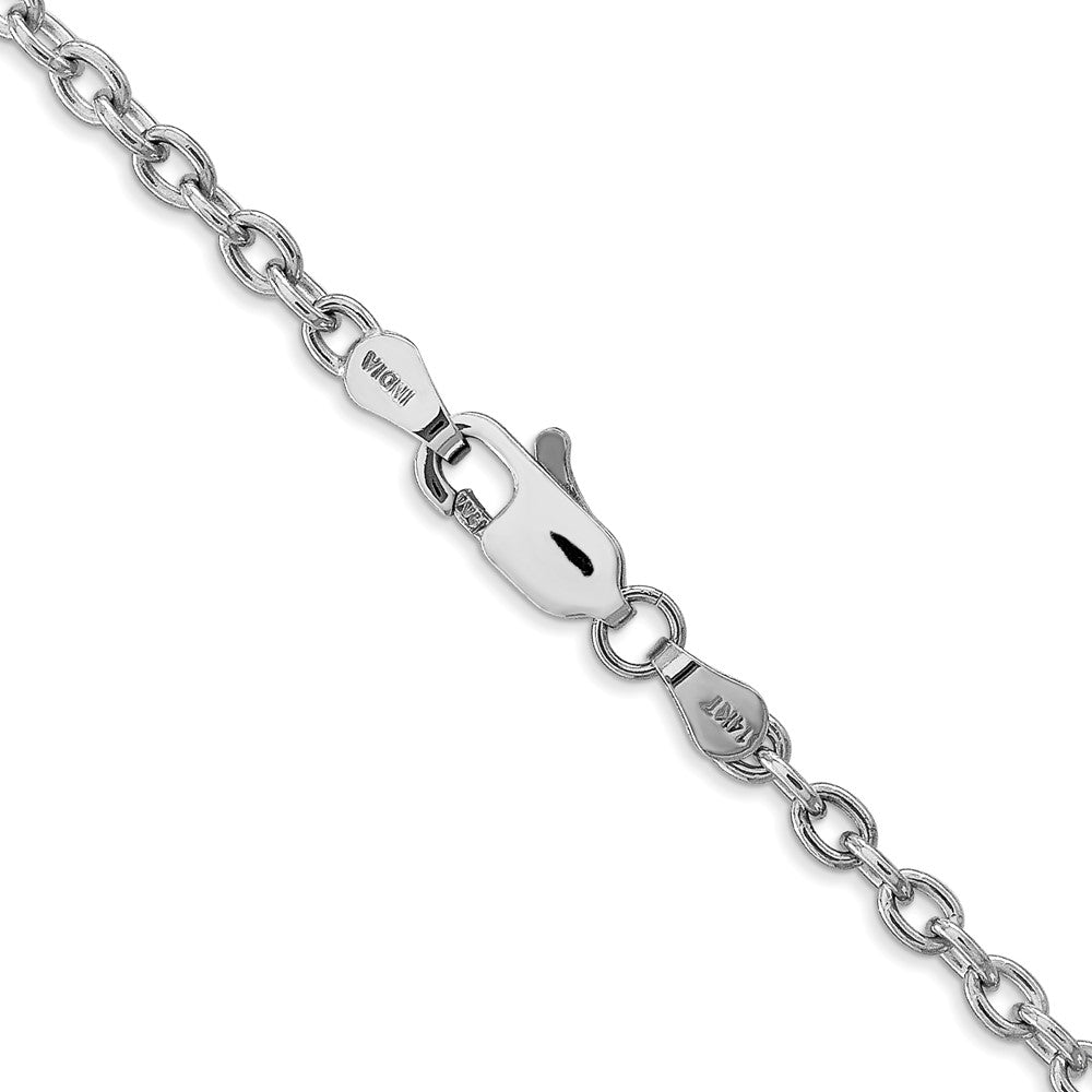 14K White Gold 24 inch 3.2mm Round Open Link Cable with Lobster Clasp Chain