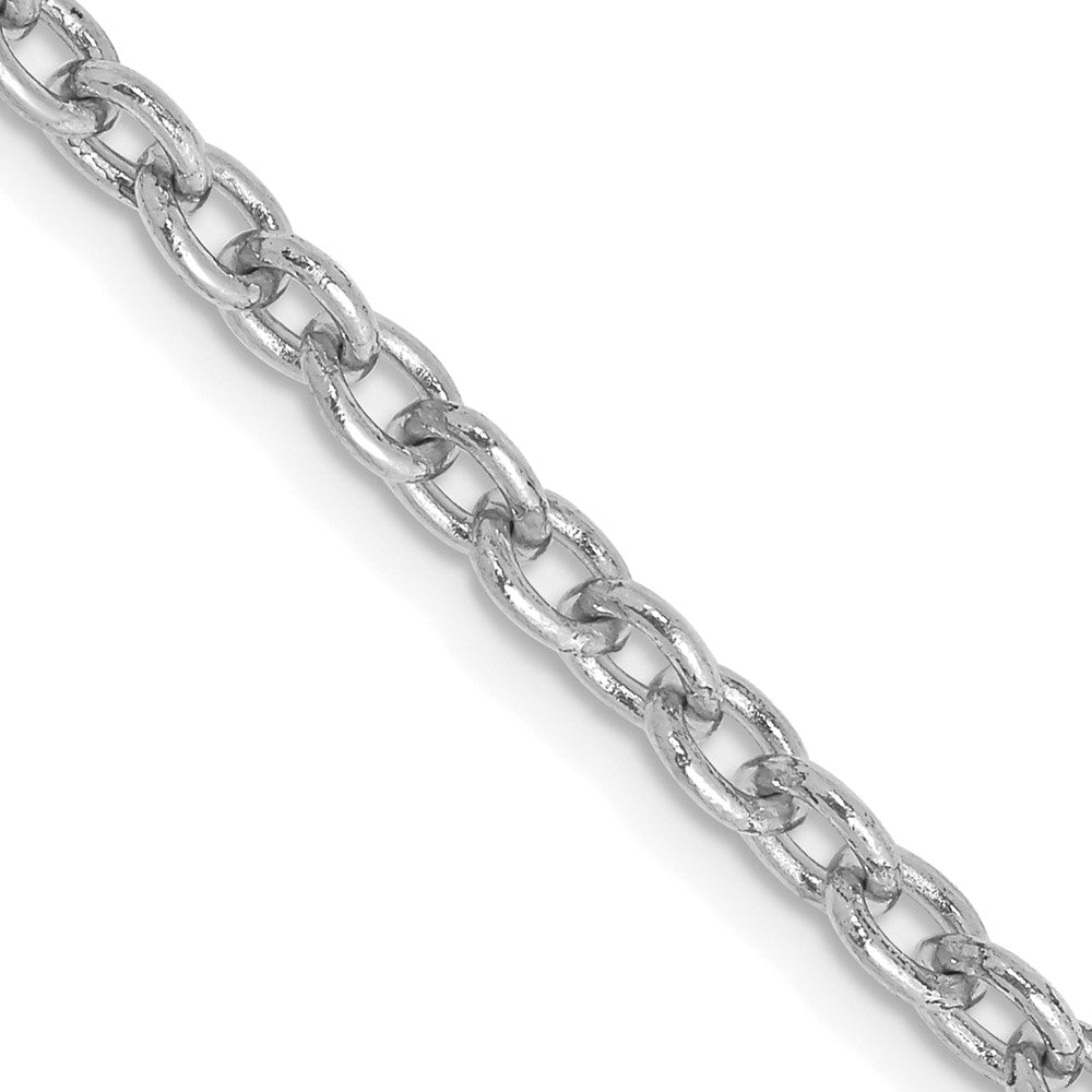 14K White Gold 16 inch 3.2mm Round Open Link Cable with Lobster Clasp Chain