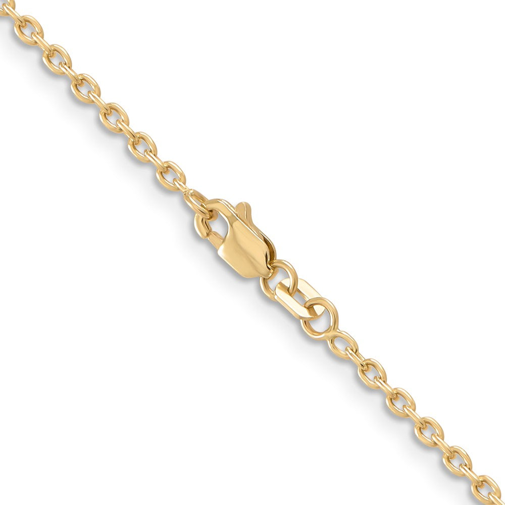 14K 24 inch 2mm Round Open Link Cable with Lobster Clasp Chain