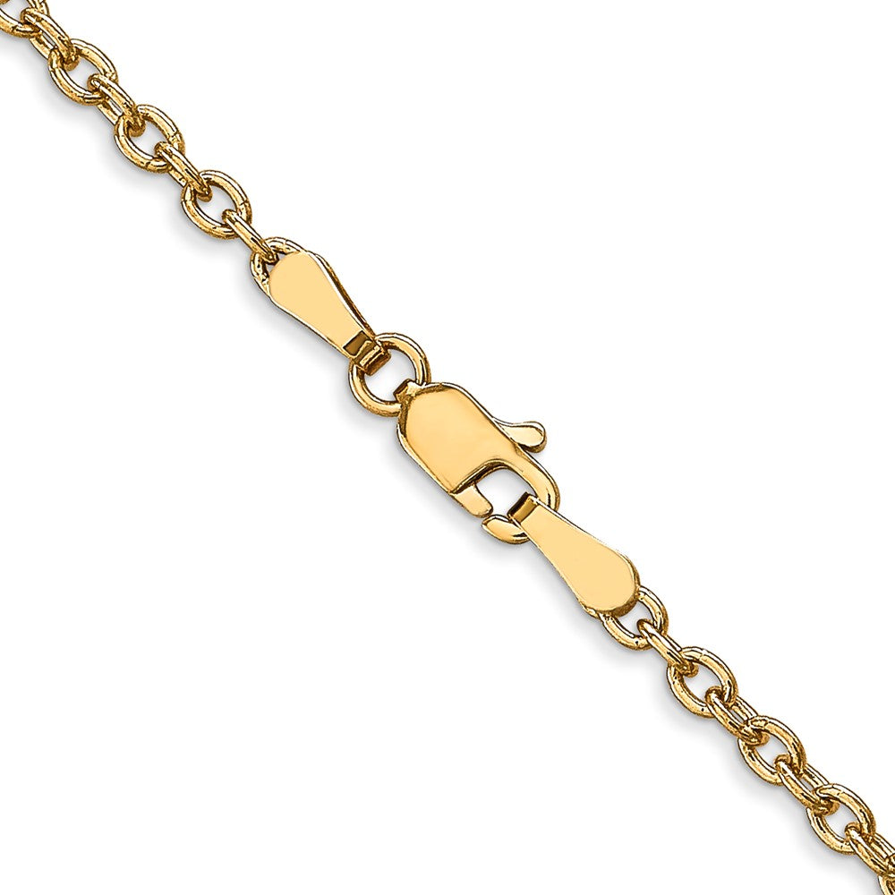 14K 24 inch 2.4mm Round Open Link Cable with Lobster Clasp Chain