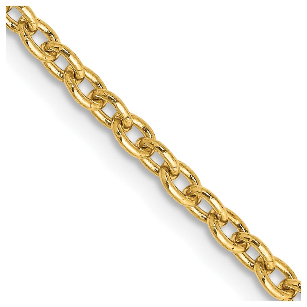 14K 24 inch 2.4mm Round Open Link Cable with Lobster Clasp Chain