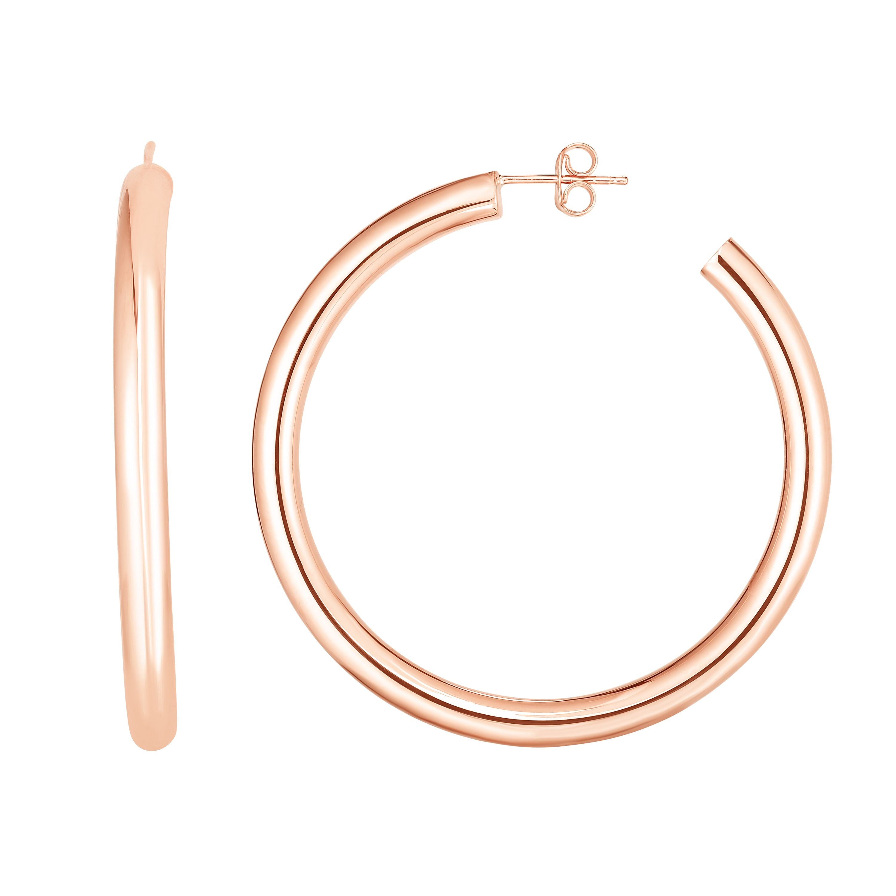 14K Rose Gold 4x40mm  C Hoop  with Push Back Closure