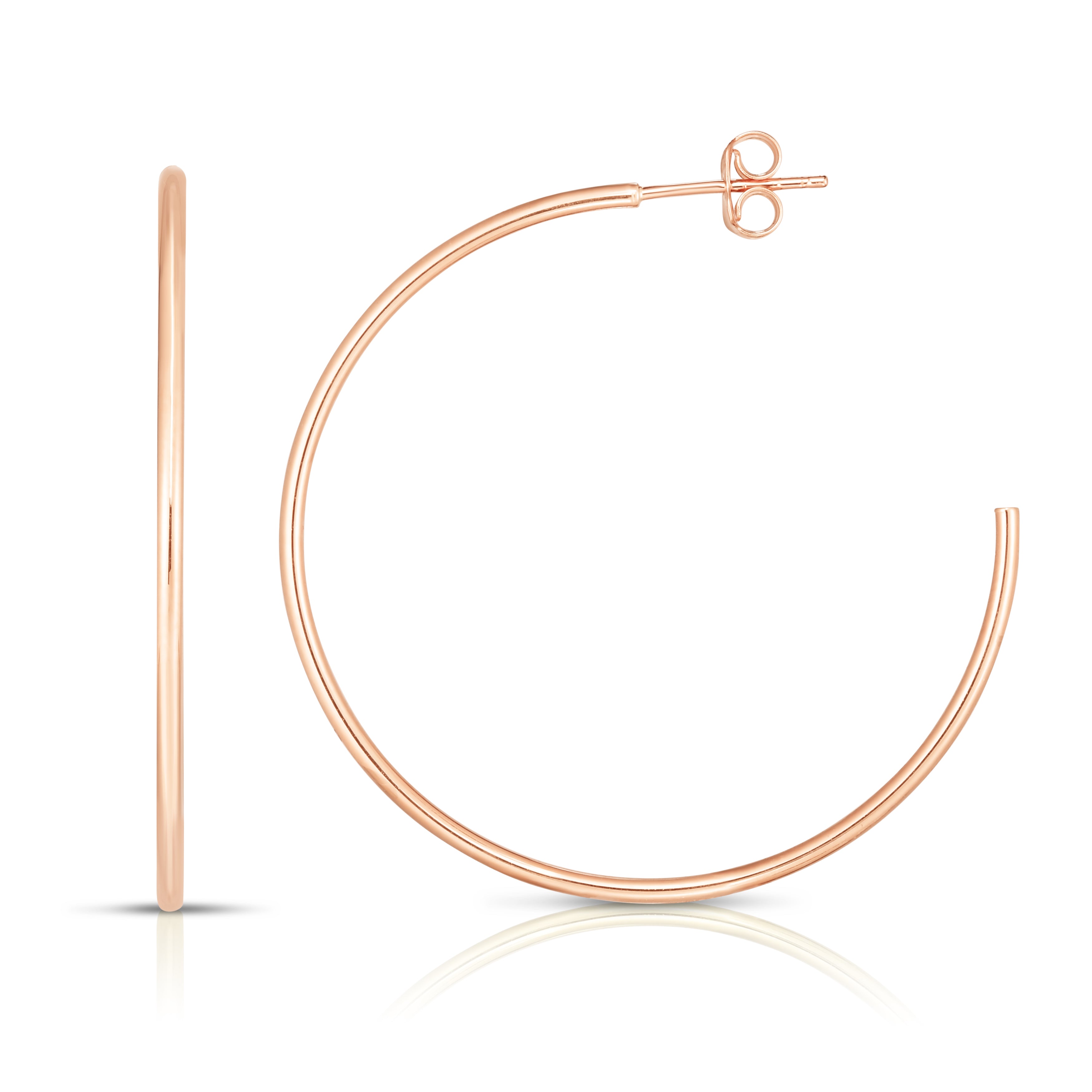 14K Rose Gold 1.5x40mm  C Hoop  with Push Back Closure