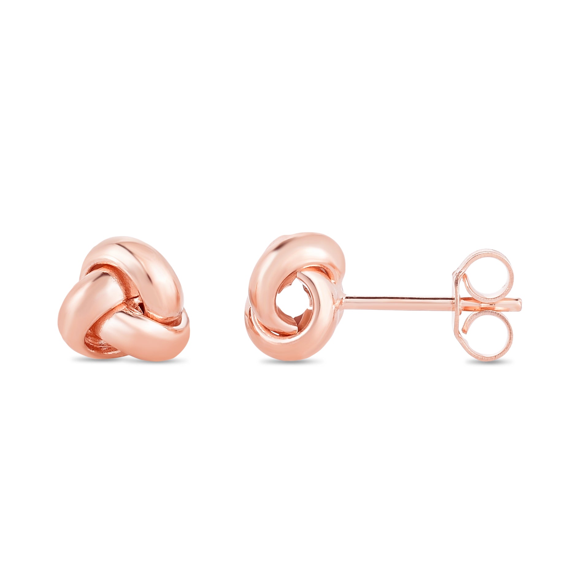 14K Rose Gold Mini Polished Love Knot Stud Earring