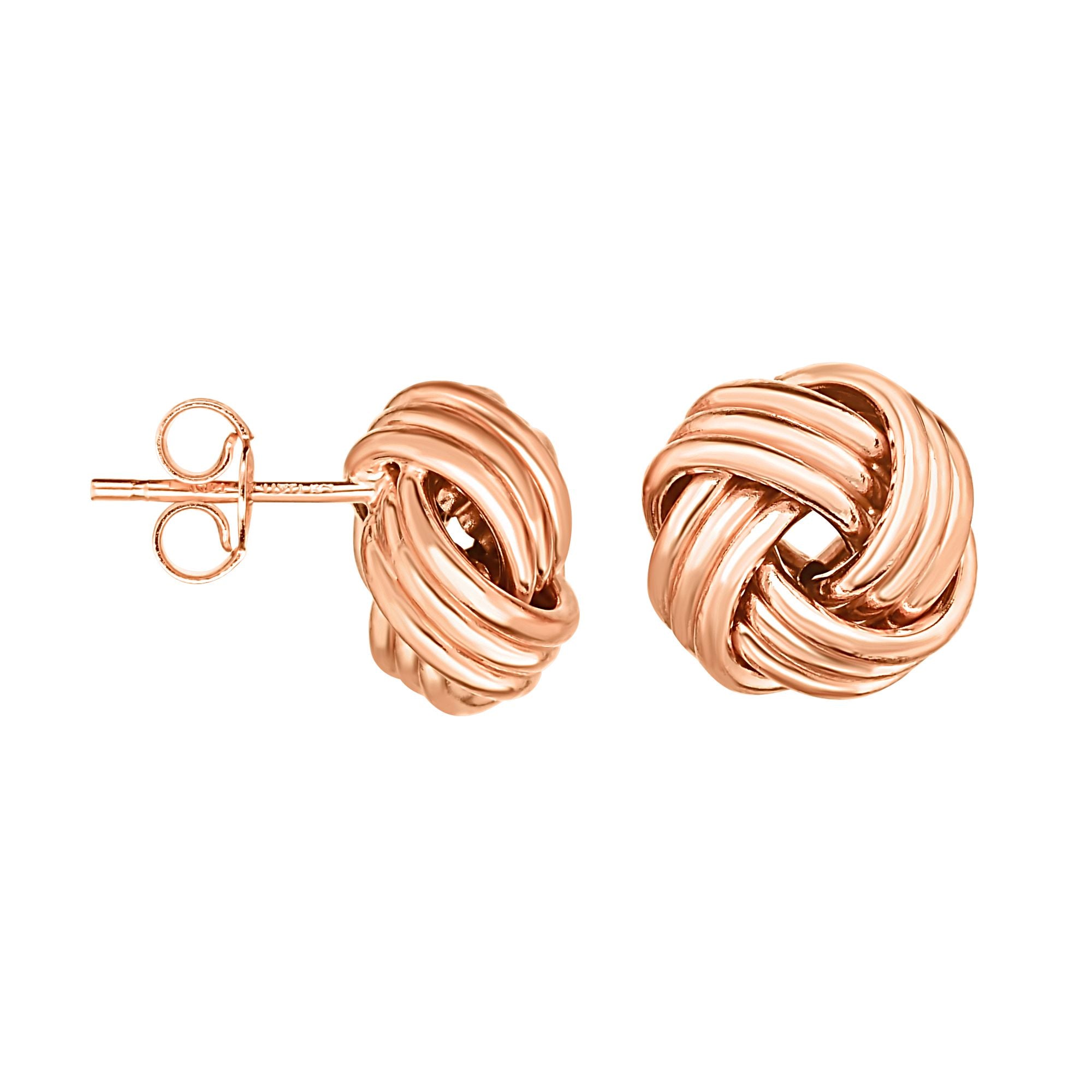 14K Rose Gold Medium Multi-Row Love Knot Stud Earring