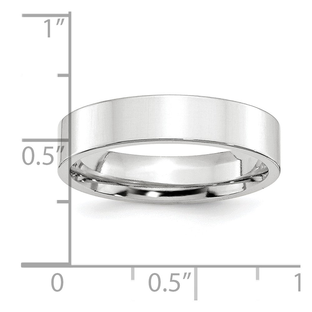 Platinum 5mm Polished Flat Wedding Band Size 8