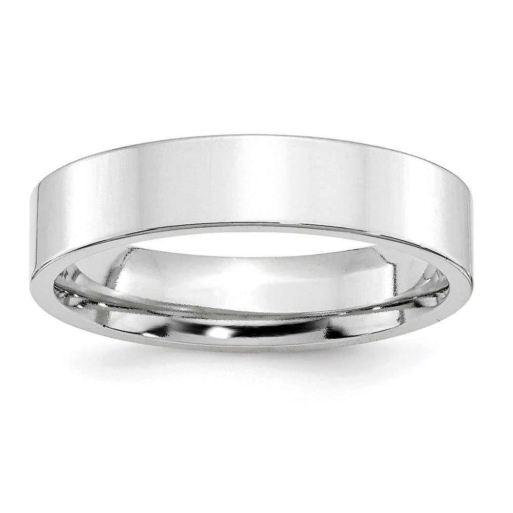 Platinum 5mm Polished Flat Wedding Band Size 6