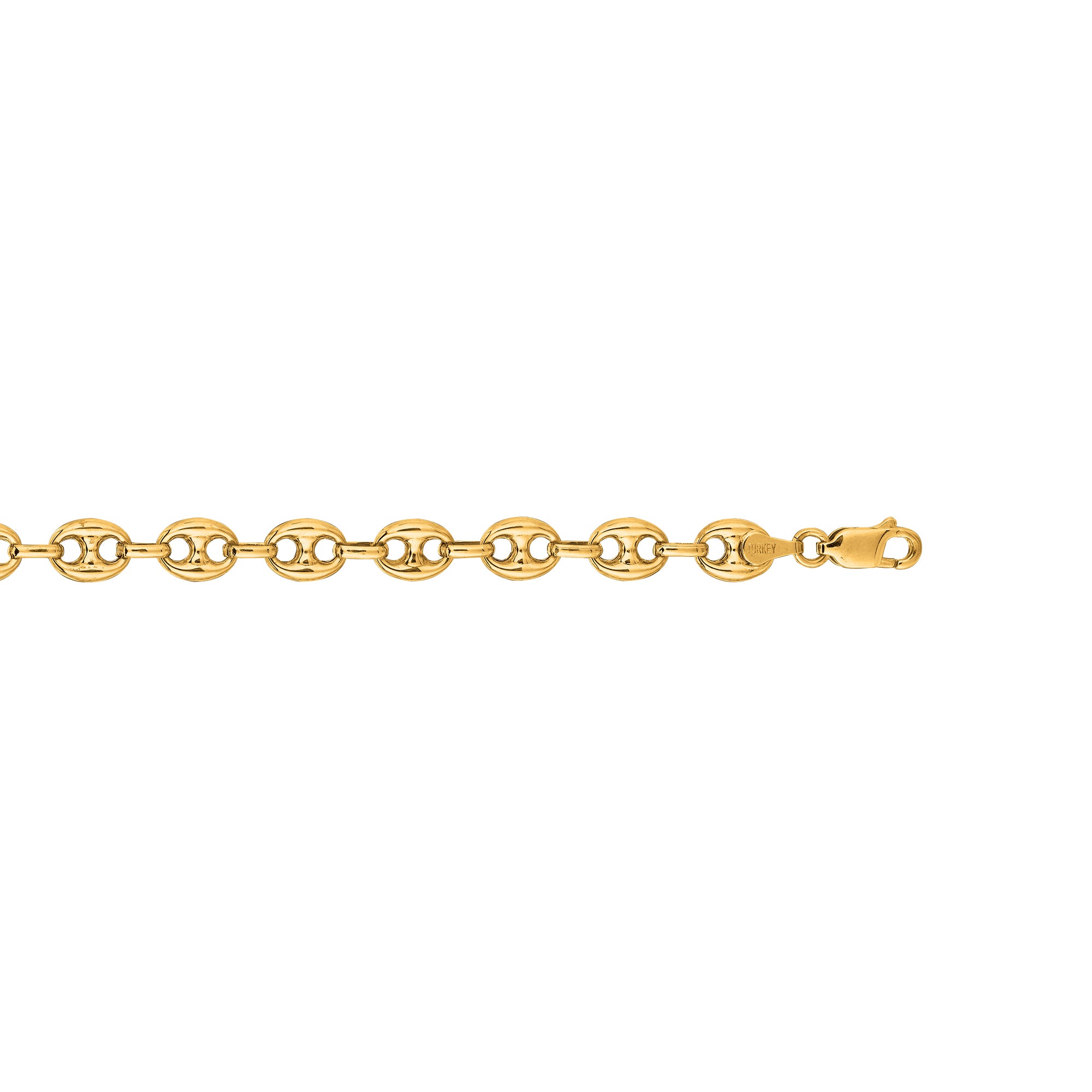 14K Yellow Gold 6.8mm Lite Puffed Mariner 24" Chain with Lobster Lock