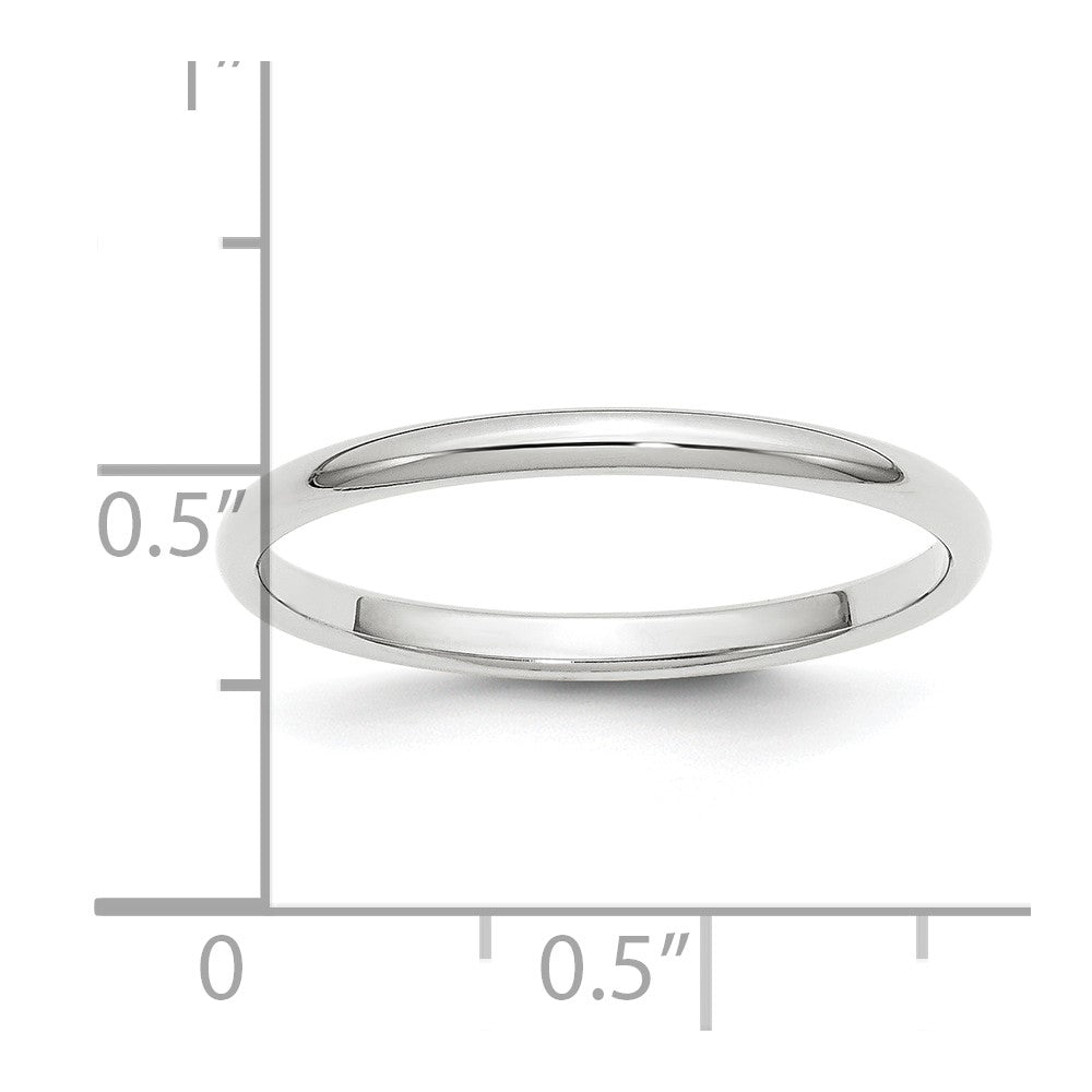 Platinum 2mm Half Round Wedding Band Size 4.5