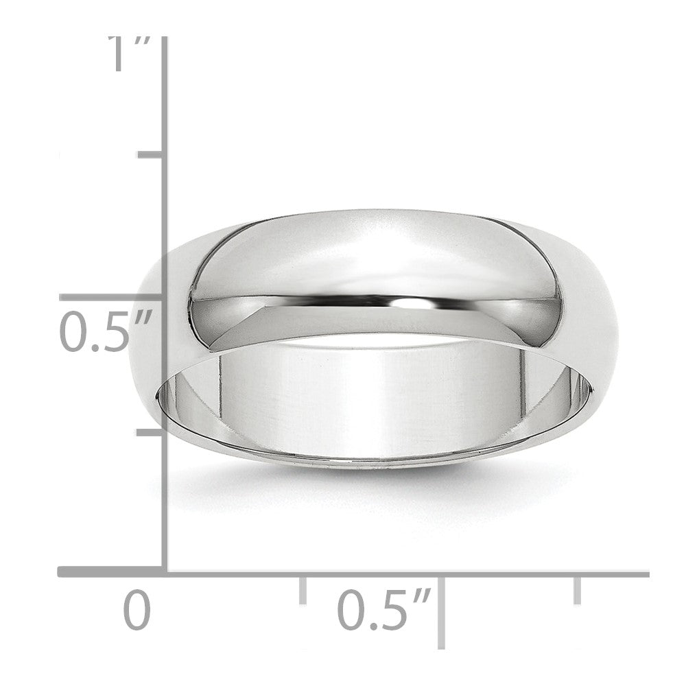 Platinum 6mm Half Round Wedding Band Size 8