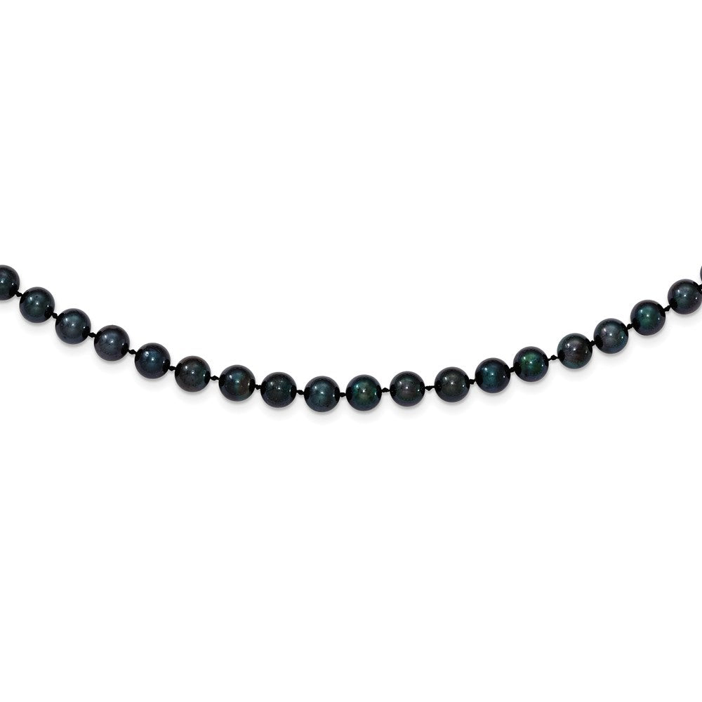 14k White Gold 6-7mm Round Black Saltwater Akoya Cultured Pearl Necklace