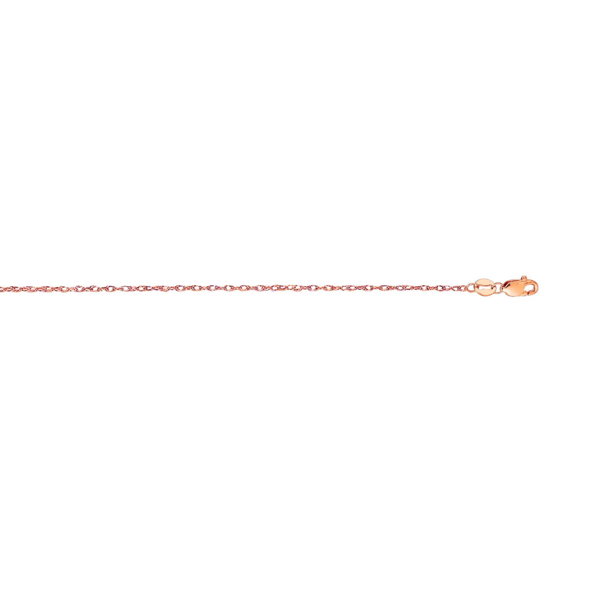 14K Rose Gold .85mm Machine Rope 18" Chain (Carded) with Lobster Lock