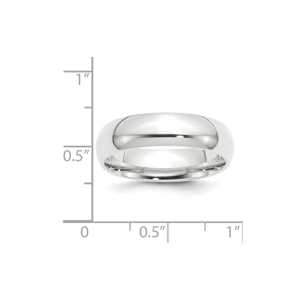 Platinum 6mm Lightweight Comfort-Fit Wedding Band Size 10