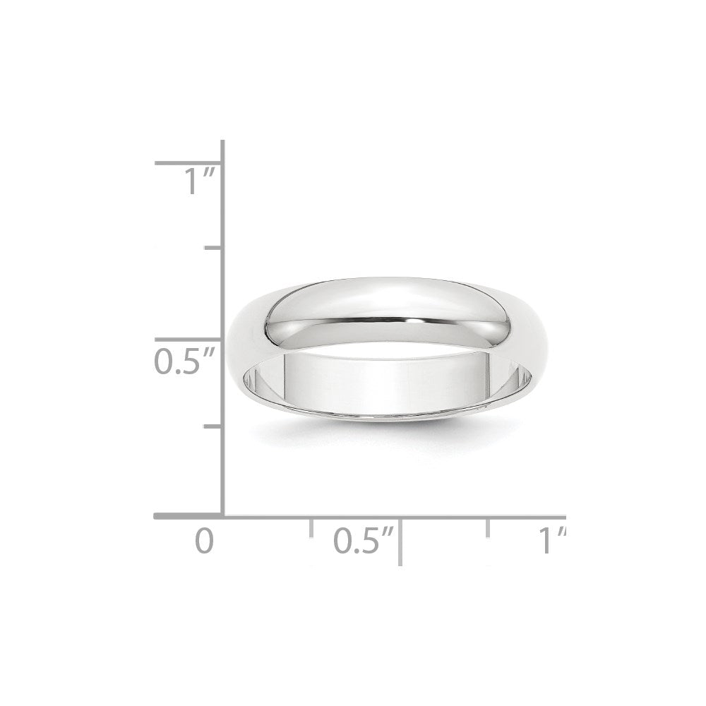 Platinum 5mm Half Round Featherweight Wedding Band Size 4.5