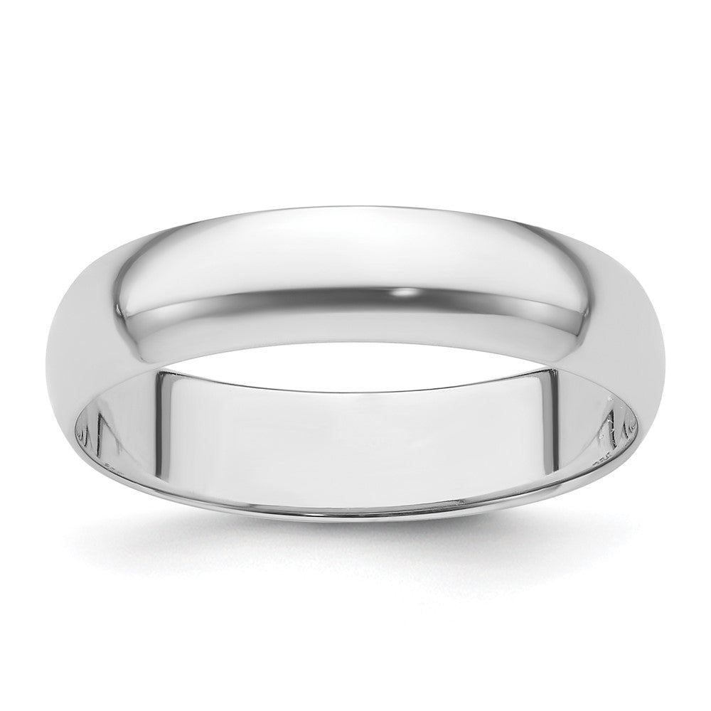 Platinum 5mm Half Round Featherweight Wedding Band Size 6