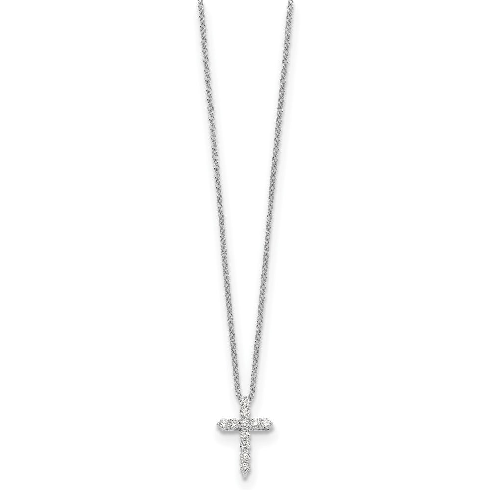 14K White Gold Lab Grown Diamond VS/SI FGH Cross Pendant Necklace