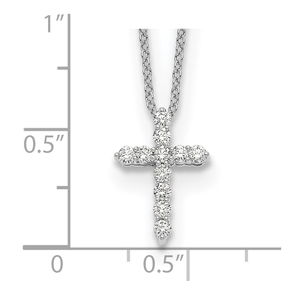 14K White Gold Lab Grown Diamond VS/SI FGH Cross Pendant Necklace