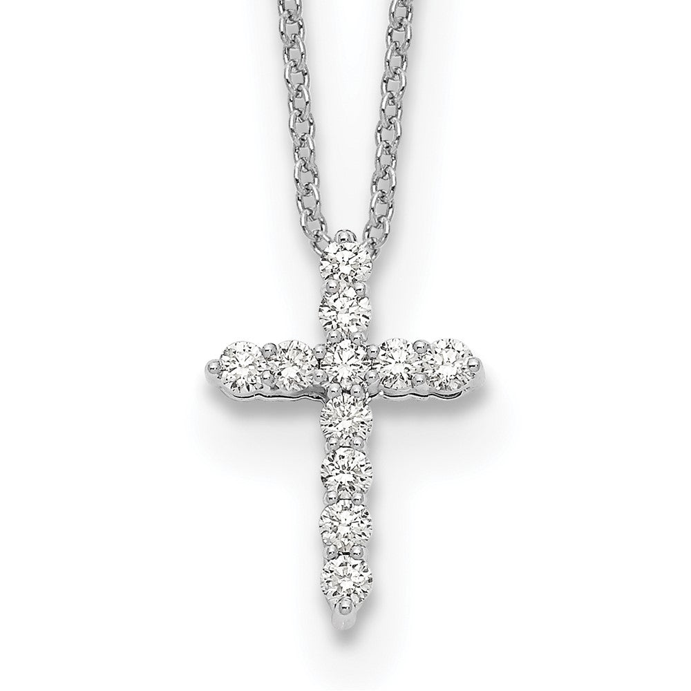 14K White Gold Lab Grown Diamond VS/SI FGH Cross Pendant Necklace