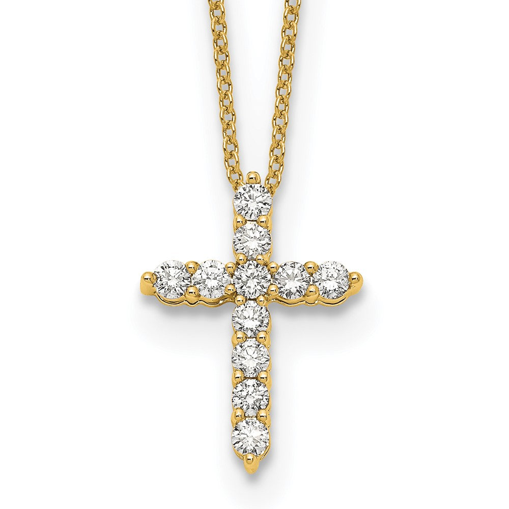 14K Lab Grown VS/SI FGH Dia Cross Pendant Necklace