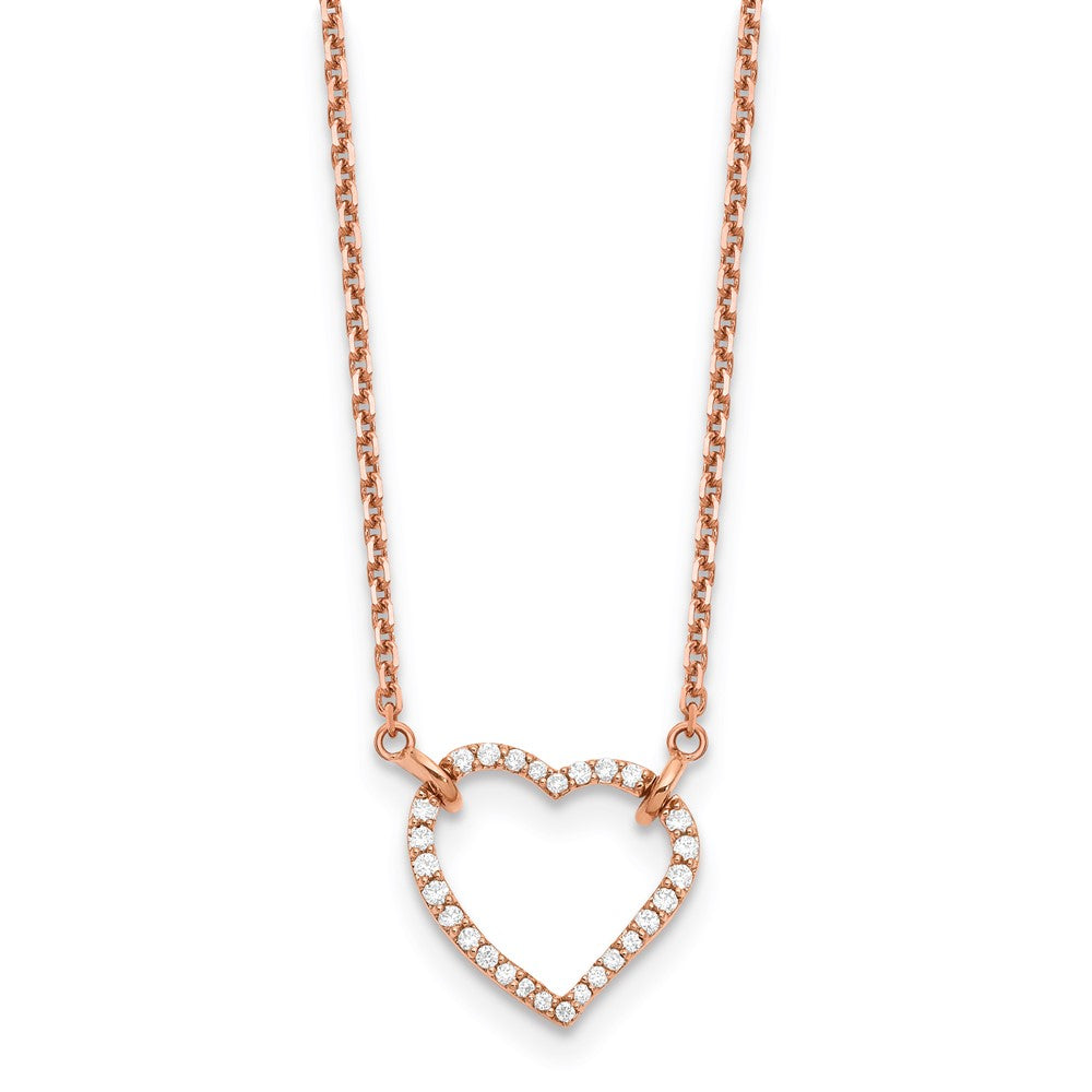 14K Rose Gold Lab Grown VS/SI FGH Dia Heart Necklace