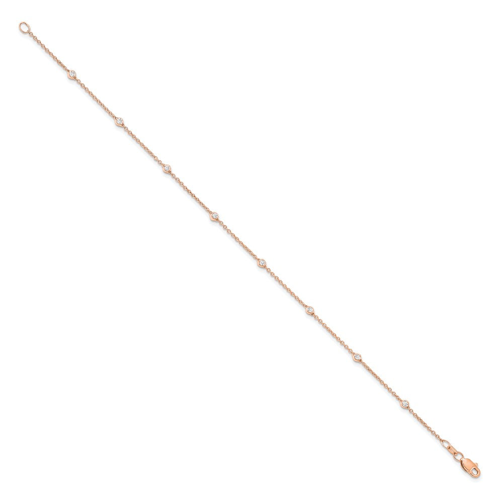 True Origin 14K Rose Gold 1/6 carat Lab Grown Diamond VS/SI  D E F  7 Station 7 Inch Bracelet