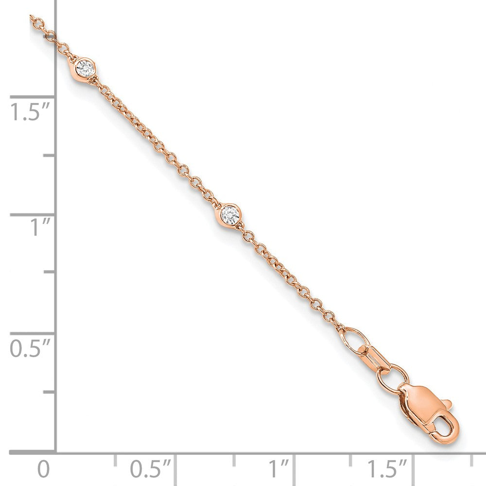 True Origin 14K Rose Gold 1/6 carat Lab Grown Diamond VS/SI  D E F  7 Station 7 Inch Bracelet