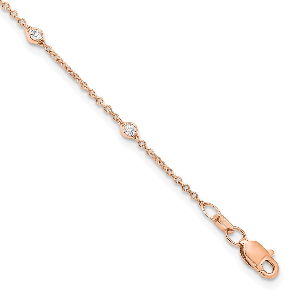 True Origin 14K Rose Gold 1/6 carat Lab Grown Diamond VS/SI  D E F  7 Station 7 Inch Bracelet