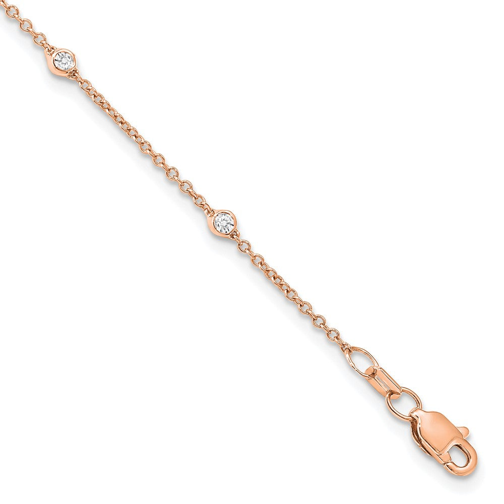 True Origin 14K Rose Gold 1/6 carat Lab Grown Diamond VS/SI  D E F  8 Station 8 Inch Bracelet