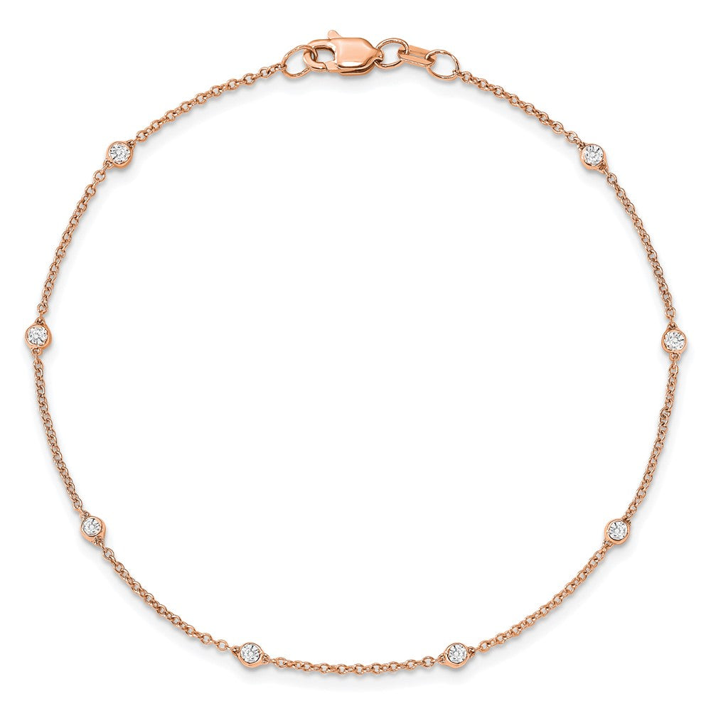 True Origin 14K Rose Gold 1/5 carat Lab Grown Diamond VS/SI  D E F  9 Station 9 Inch Anklet